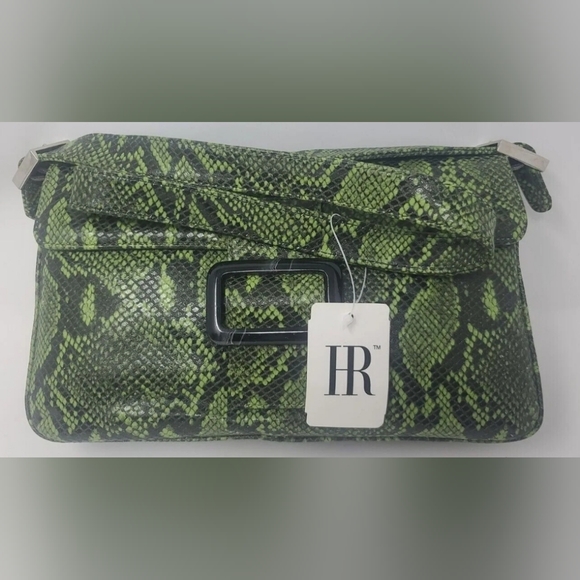 New Vintage Holt Renfrew Made in Canada Purse Leather Animal Print, Green Black - Picture 1 of 12